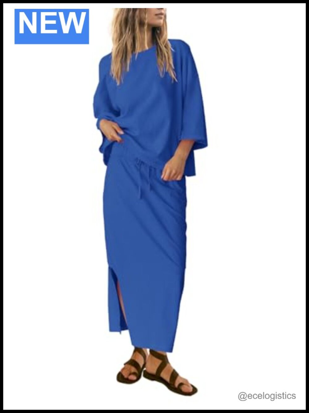 Women's 2 Piece Outfit Oversized Top and Maxi Skirt Set Lounge Travel Vacation